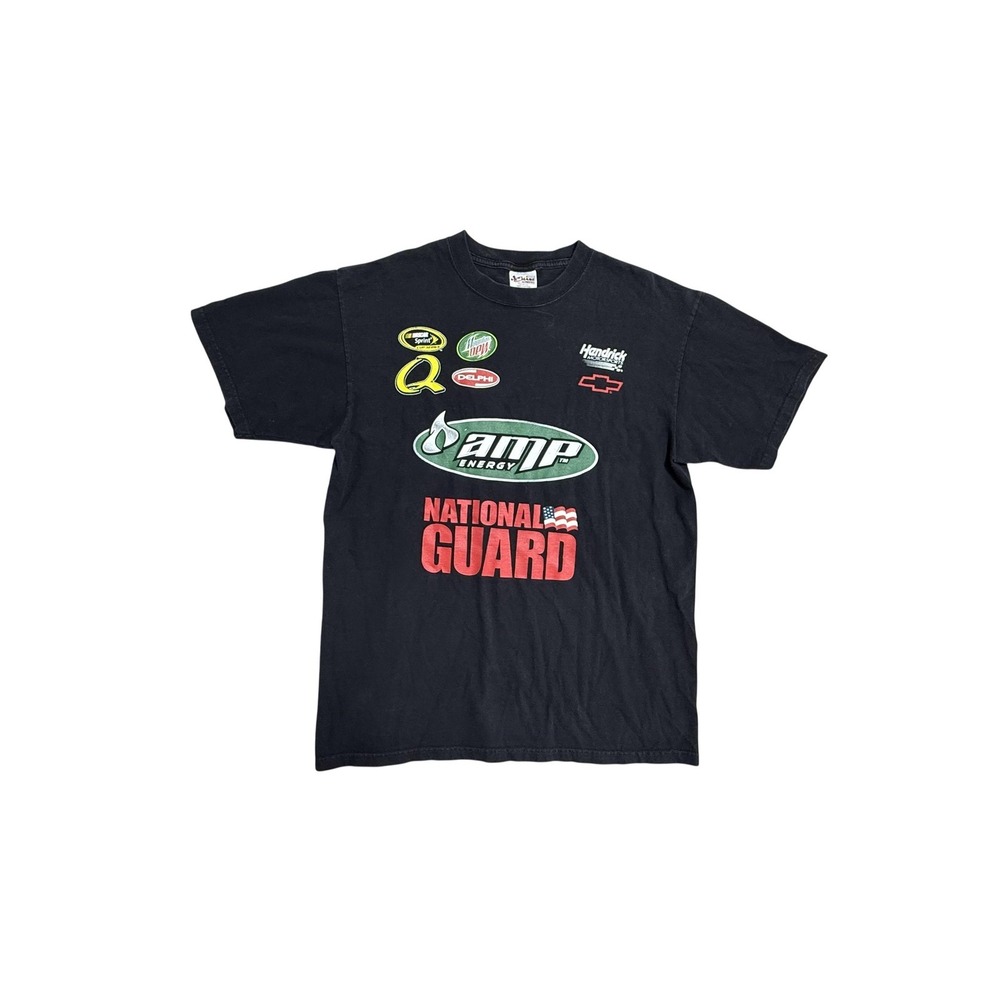 Dale Earnhardt Jr Shirt Mens Large Black NASCAR Racing AMP National Guard Chase